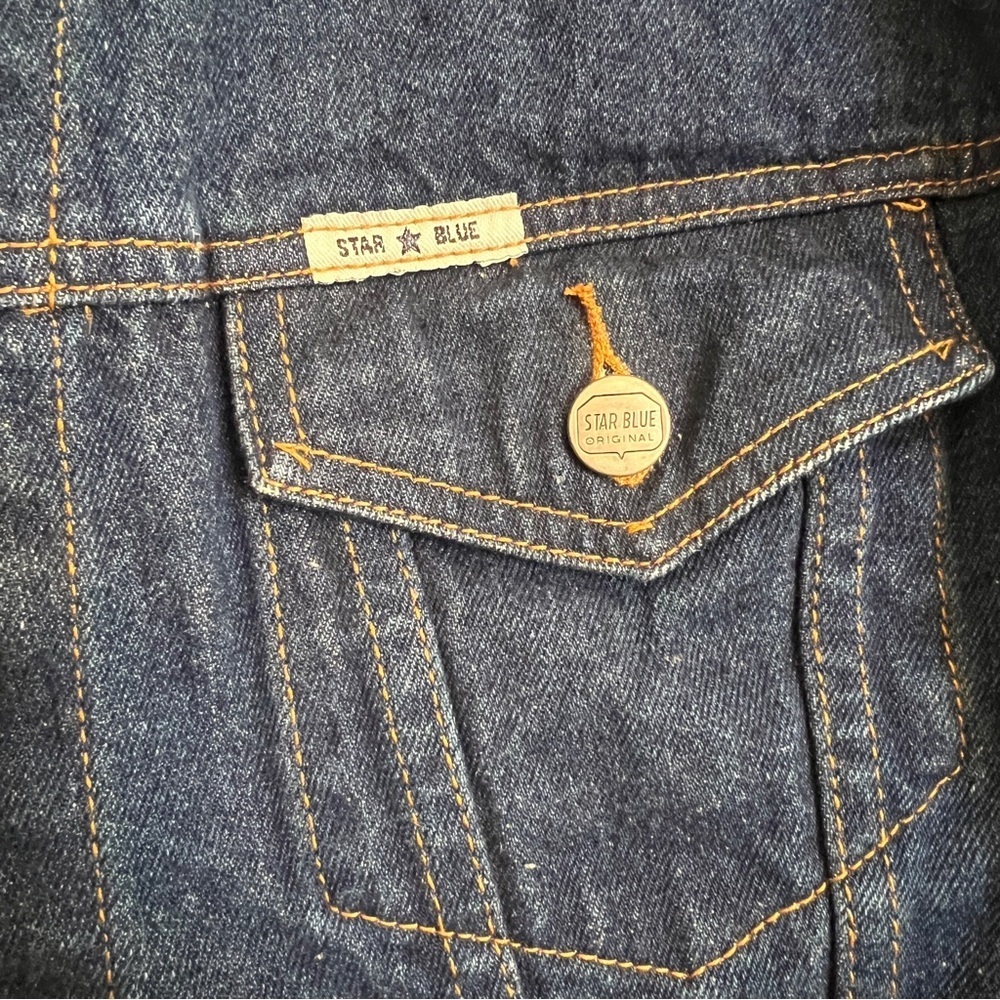 Vintage Star Blue Women's Denim Jean Jacket Size M Long Sleeve Logo Buttons - Picture 12 of 12